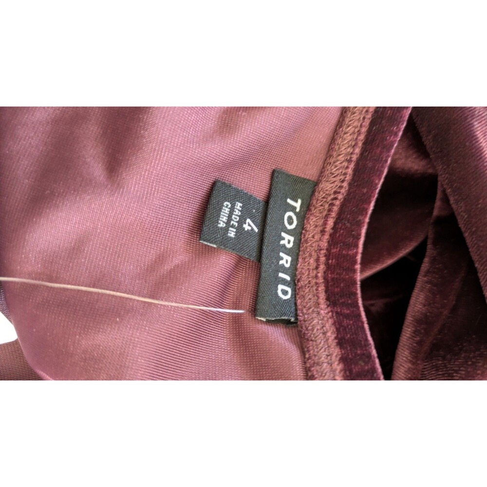 Torrid Velvet Maxi Dress 4X Tiered Flutter Sleeve Whimsigoth Regency Burgundy - Picture 8 of 13